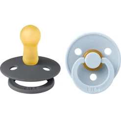 Bibs Colour Latex Sutter 2-pak Rund Iron/Baby Blue