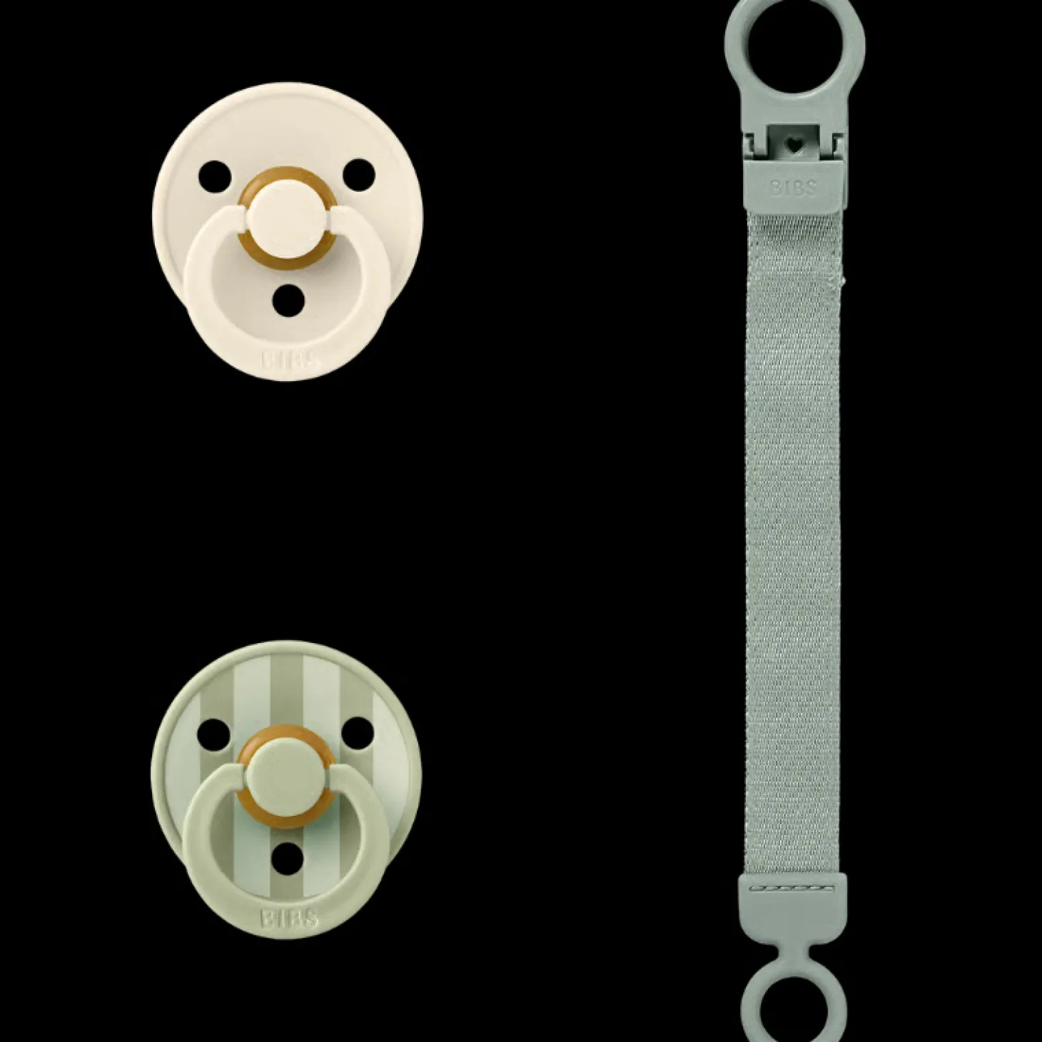 BIBS Colour Pacifier & Loop Clip Gift Set Latex Size 1 Sage