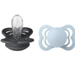 Bibs Supreme Silikone Sutter 2-pak Symmetrisk Iron/Baby Blue