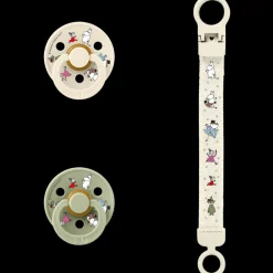 Bibs x Moomins Colour Pacifier & Loop Clip Gift Set Latex Size 2 Ivory/Sage