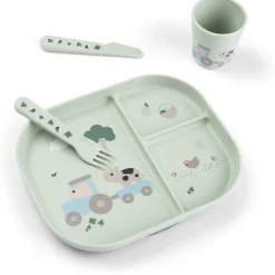 DonebyDeer Green Foodie Spisesæt Med Sugekop Tiny Farm