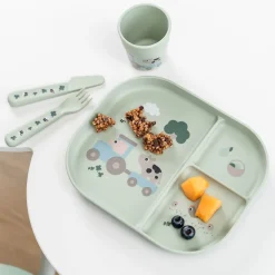 DonebyDeer Green Foodie Spisesæt Med Sugekop Tiny Farm