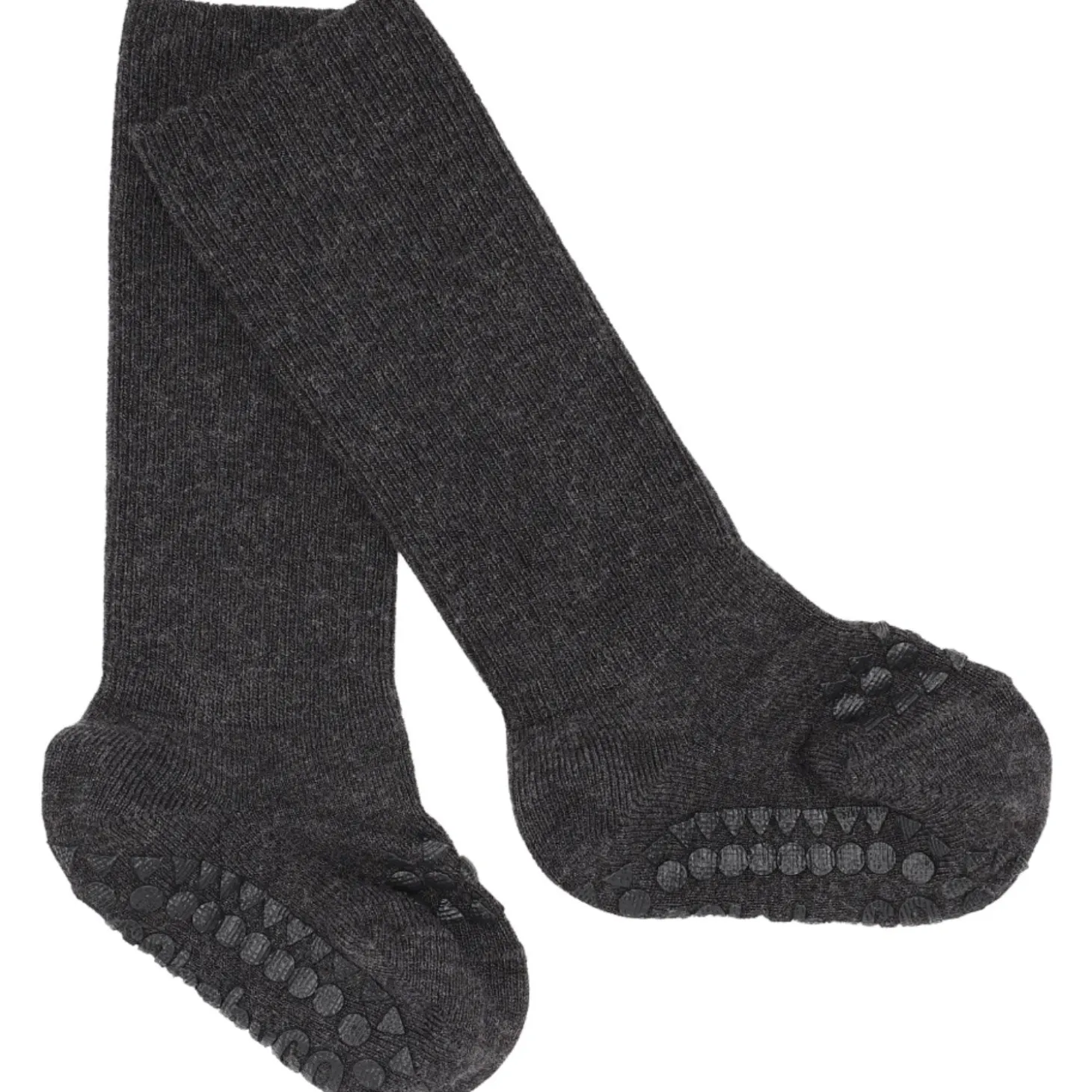 Gobabygo Dark Grey Melange Non-Slip Strømper Bambus