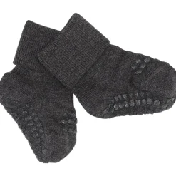 Gobabygo Dark Grey Melange Non-Slip Strømper Bambus