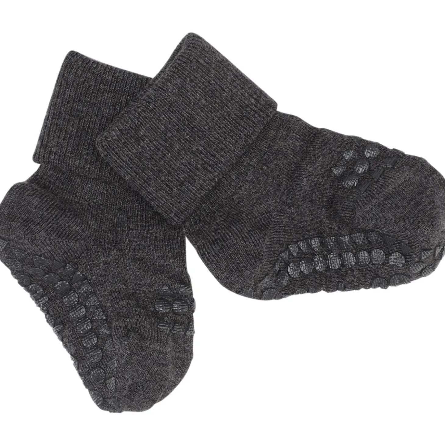 Gobabygo Dark Grey Melange Non-Slip Strømper Bambus