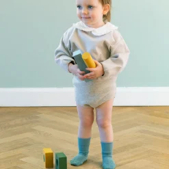 Gobabygo Dusty Blue Non-Slip Strømper Bambus