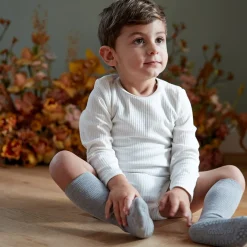 Gobabygo Grey Melange Non-Slip Strømper Bambus