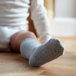 Gobabygo Grey Melange Non-Slip Strømper Bambus