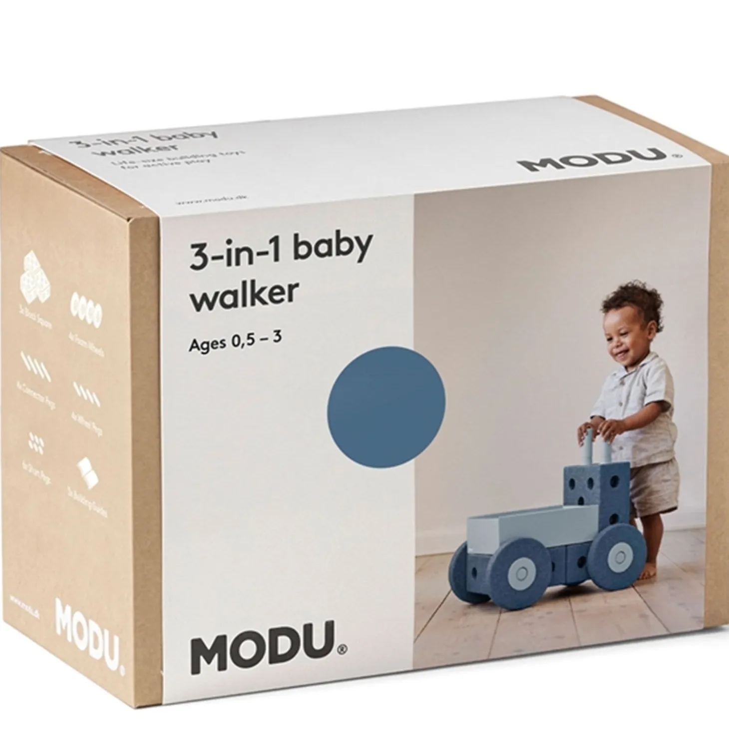 MODU 3-i-1 Baby Walker Deep Blue/Sky Blue