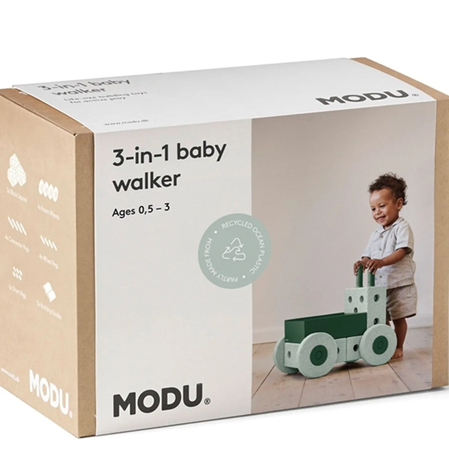 MODU 3-i-1 Baby Walker Ocean Mint/Forest Green