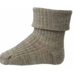 MP 589 Wool Socks Rib 202 Light Brown Melange
