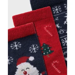 Name It Dark Sapphire Jester Red Richristmas 3-pak Strømper