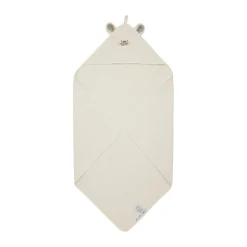 Pippi babyhændklæde med hætte - Egret