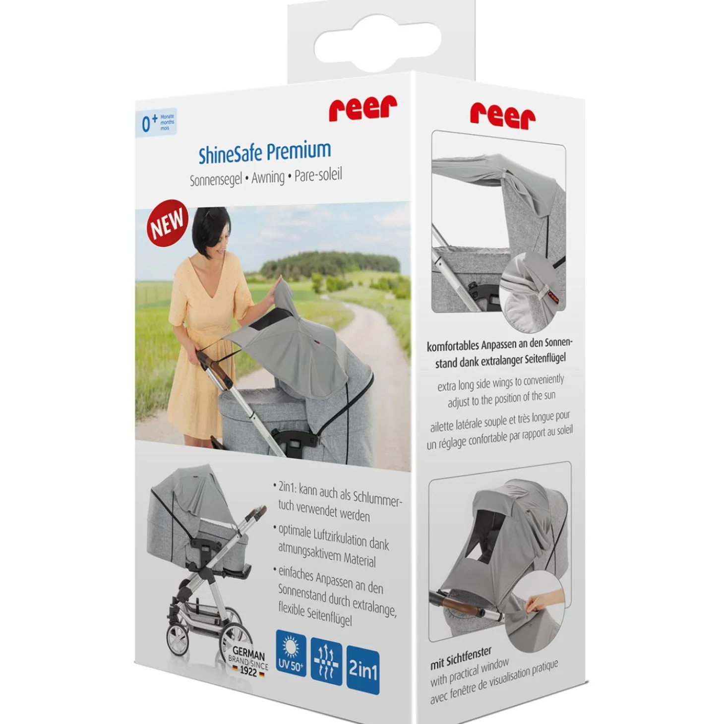 REER Grå ShineSafe - Markise Til Barnevognen