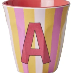 RICE Pinkish Stripes Melamin Alfabet Kop