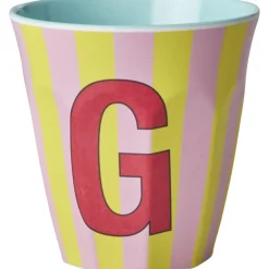 RICE Pinkish Stripes Melamin Alfabet Kop