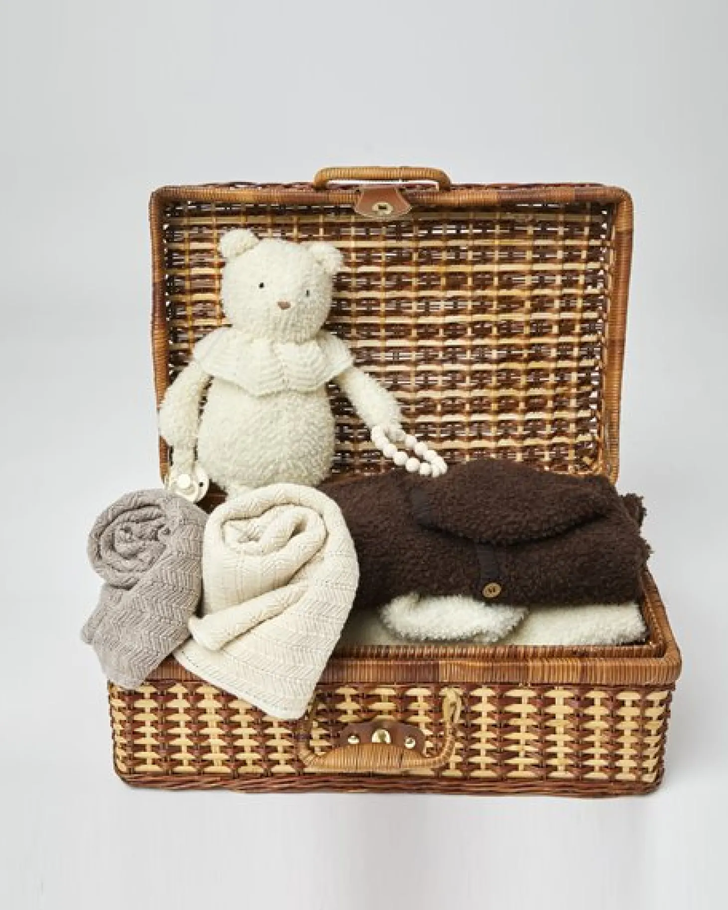 Smallstuff babytæppe - fish bone merino uld - off. White