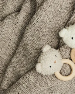 Smallstuff babytæppe, fishbone, merino uld - nature