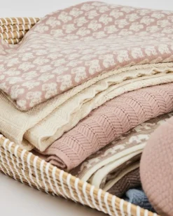 Smallstuff Babytæppe med elefanter, merino uld, powder