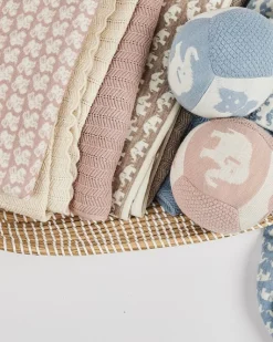 Smallstuff Babytæppe med elefanter, merino uld, powder