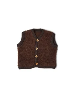 Smallstuff Vest, bouclé uld, brun